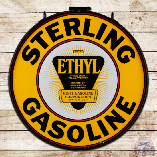 Fantastic Sterling Ethyl Gasoline 30" Double Sided Porcelain Sign w/ Ring