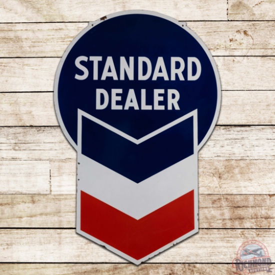 Outstanding Standard Gasoline Dealer Die Cut Double Sided Porcelain ID Sign w/ Hallmark