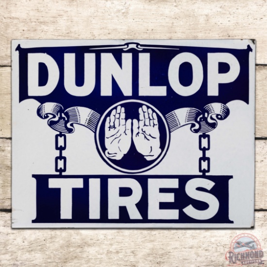 Superb Graphic Dunlop Tires Double Sided Porcelain Flange Sign