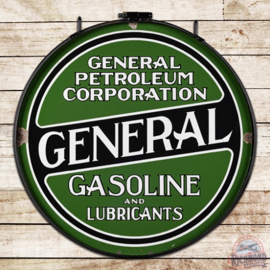 Stellar General Gasoline and Lubricants 30" Double Sided Porcelain Sign w/ Ring
