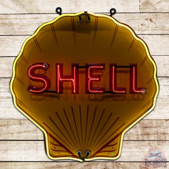 Shell Gasoline Service Station Emb. 4' Single Sided Porcelain Neon Sign