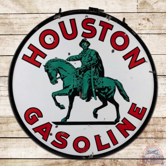 Impressive Houston Gasoline 48" Double Sided Porcelain Sign w/ Frame