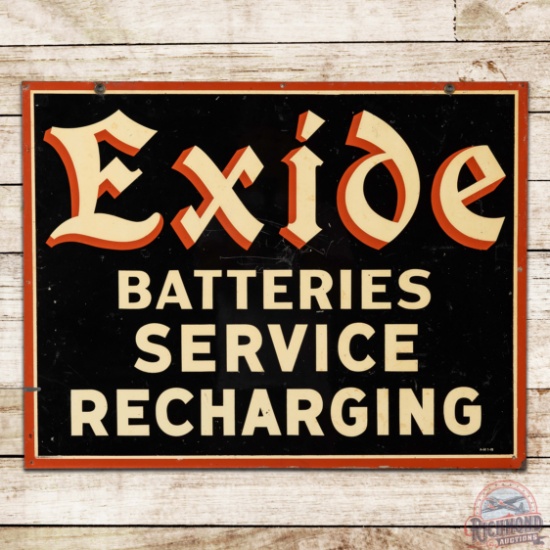 1948 Exide Batteries Service Recharging Double Sided Tin Sign