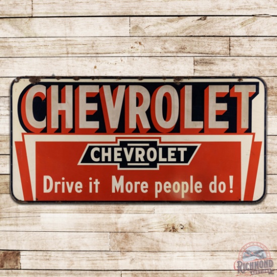 Chevrolet "Drive it More People Do!" 8' Single Sided Tin Sign w/ Logo