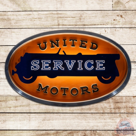 Fantastic NOS United Motors Service Countertop Lighted Advertising Sign w/ Original Box