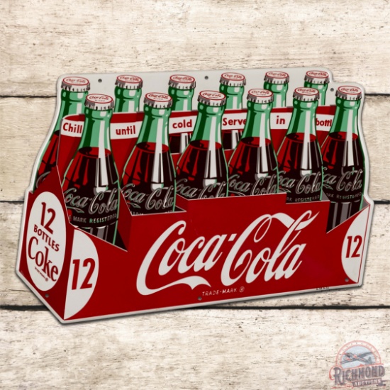 Outstanding 1954 Coca Cola Die Cut Single Sided Tin 12 Pack Sign