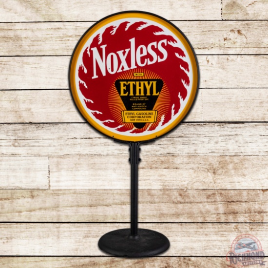 Incredible Panhandle Noxless Ethyl Gasoline 30" Double Sided Porcelain Curb Sign w/ Logo