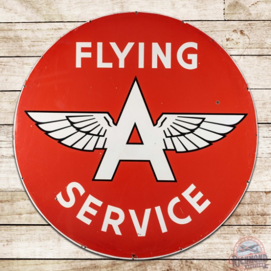 Flying A Service Gasoline 6' Double Sided Porcelain ID Sign w/ Logo