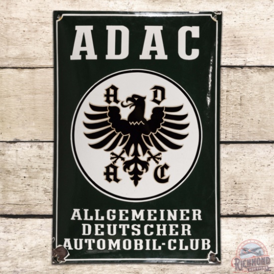 Fantastic ADAC German Automobile Club Convex Single Sided Porcelain Sign w/ Logo