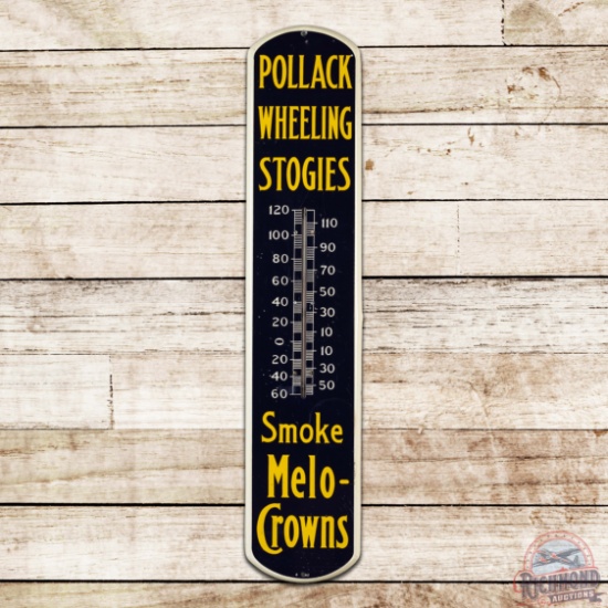 Pollack Wheeling Stogies Smoke Melo-Crowns Single Sided Tin Thermometer