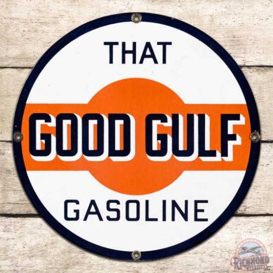 Exceptional That Good Gulf Gasoline Single Sided Porcelain Pump Plate Sign