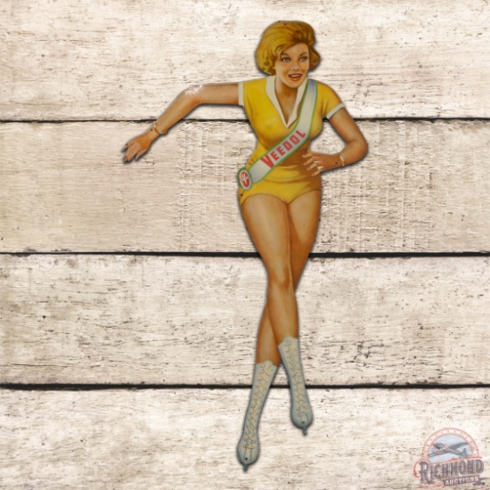 Veedol Motor Oils Skater Girl Single Sided Tin Sign w/ Logo
