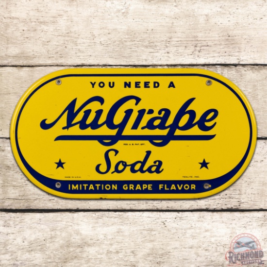 Superb You Need a Nugrape Soda "Imitation Grape Flavor" Single Sided Porcelain Sign