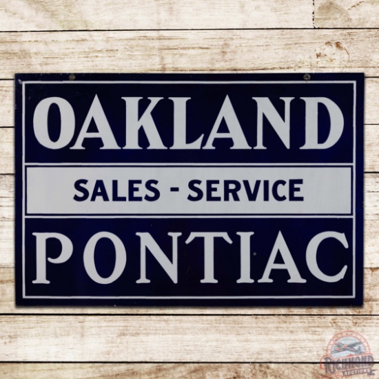 Oakland Pontiac Sales and Service Double Sided Porcelain Sign