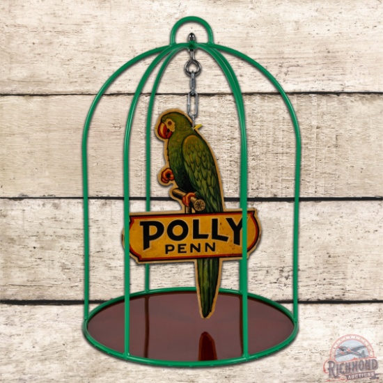 Rare Die Cut DS Polly Penn Gas Display Sign w/ Cage