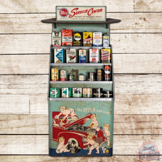 Whiz "For Better Car Care" Service Center Advertising Display Cabinet w/ 24 Cans