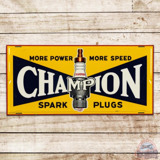 More Power More Speed Champion Spark Plugs Single Sided Tin Logo Sign