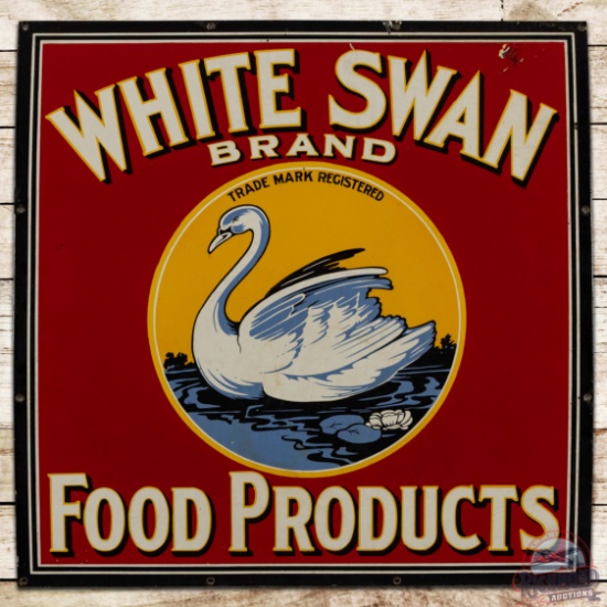 Beautiful White Swan Food Products Single Sided Porcelain Sign