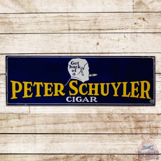 Incredible Peter Schuyler Cigar Single Sided Porcelain Sign w/ Logo