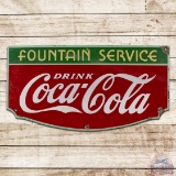 1935 Drink Coca Cola Fountain Service Single Sided Porcelain Sign