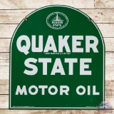 Nice Quaker State Motor Oil Double Sided Tin Tombstone Sign