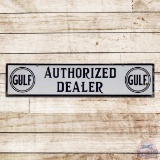 Gulf Authorized Dealer Double Sided Porcelain Sign w/ Logo