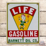 Outstanding Life Gasoline Single Sided Porcelain Pump Plate Sign w/ Elf