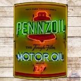 Pennzoil Z-7 Motor Oil Die Cut Quart Can Shaped Single Sided Tin Neon Sign