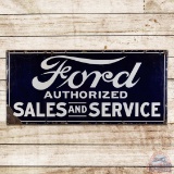 Ford Authorized Sales and Service 5' Single Sided Porcelain Sign
