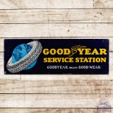 Goodyear Service Station 6' Single Sided Porcelain Sign w/ World & Tire Logo