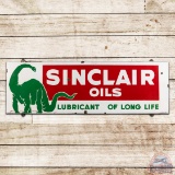 Sinclair Oils Lubricant of Long Life Single Sided Porcelain Sign w/ Standing Dino