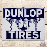 Superb Graphic Dunlop Tires Double Sided Porcelain Flange Sign