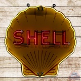 Shell Gasoline Service Station Emb. 4' Single Sided Porcelain Neon Sign