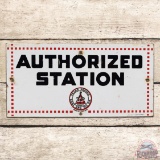 Rare TP Texas Pacific Coal and Oil Co. Authorized Station Single Sided Porcelain Sign w/ Logo