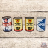 Group of 4 Whiz Oil Cans Quarts Liter & Burglar Alarm