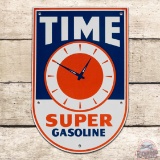 Incredible Time Super Gasoline Single Sided Porcelain Pump Plate Sign