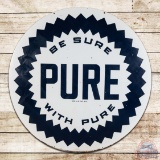 Be Sure with Pure Gasoline 6' Double Sided Porcelain ID Sign
