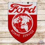 Impressive Ford Borne Service Double Sided Porcelain Shield Sign w/ World Logo