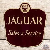 Impressive Jaguar Sales & Service Die Cut Single Sided Porcelain Sign w/ Logo