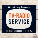 Westinghouse TV Radio Service Electronic Tubes Double Sided Tin Flange Sign