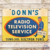 Tung-Sol Radio Television Service Double Sided Tin Sign