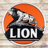 Lion Gasoline 5' Double Sided Porcelain ID Sign 