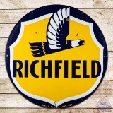 Richfield Gasoline 5' Double Sided Porcelain ID Sign w/ Eagle Logo