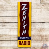 Incredible Zenith Long Distance Radio Vertical 5' Single Sided Porcelain Sign