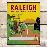 Exceptional Raleigh The All-Steel Bicycle Single Sided Porcelain Sign w/ Logo