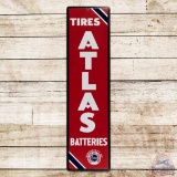 Fantastic Standard Oil Co. Atlas Tires and Batteries Vertical Single Sided Porcelain Sign w/ Logo