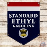 Standard Ethyl Gasoline Die Cut Single Sided Porcelain Sign w/ Logo