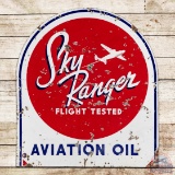 Sky Ranger Flight Tested Aviation Tested Double Sided Porcelain Tombstone Sign w/ Plane