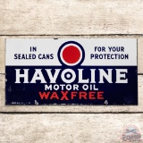 Havoline Motor Oil Wax Free Double Sided Porcelain Sign w/ Bullseye