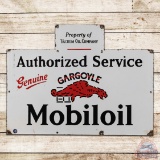 Authorized Service Genuine Gargoyle Mobiloil Die Cut Single Sided Porcelain Sign